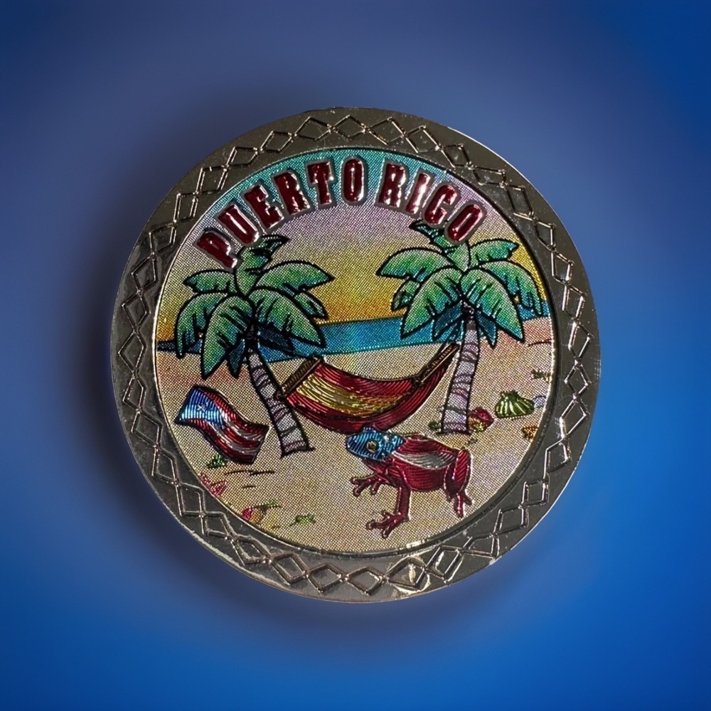 Puerto Rico Heavy Keychain Flag Coqui Frog Palm Tree Souvenir Multicolor - Picture 2 of 9